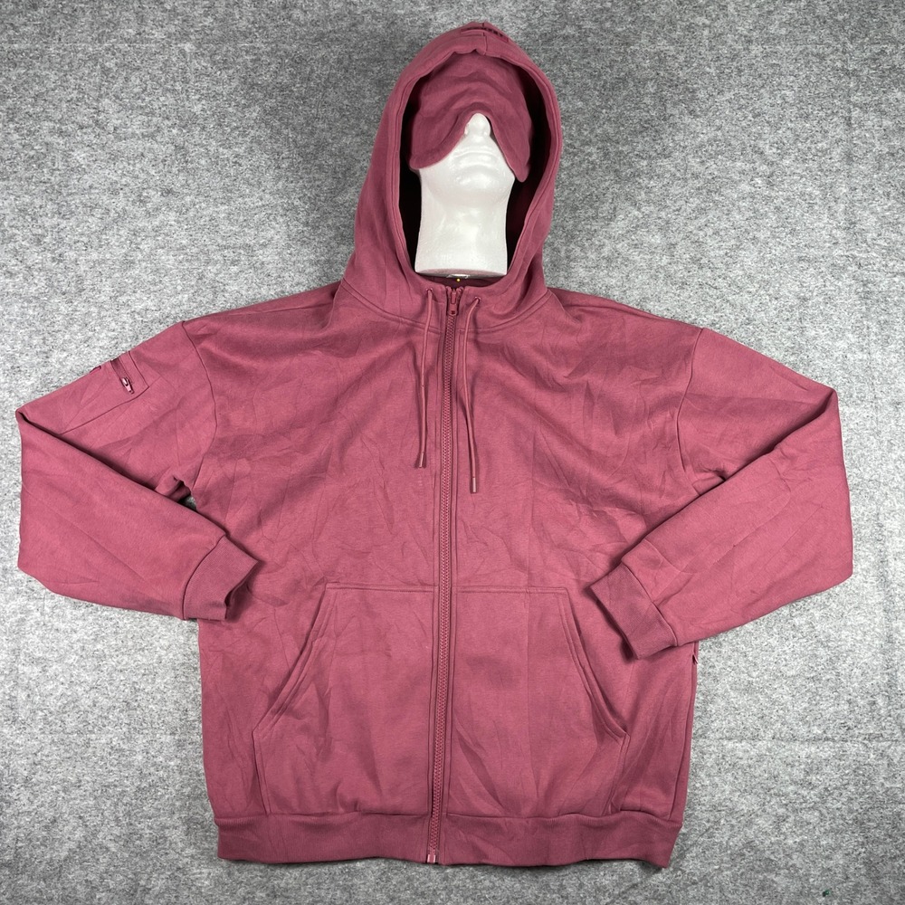 Comfrt Zip Up Hoodie Womens 2XL Pink Eye Mask Travel Fleece Sweatshirt